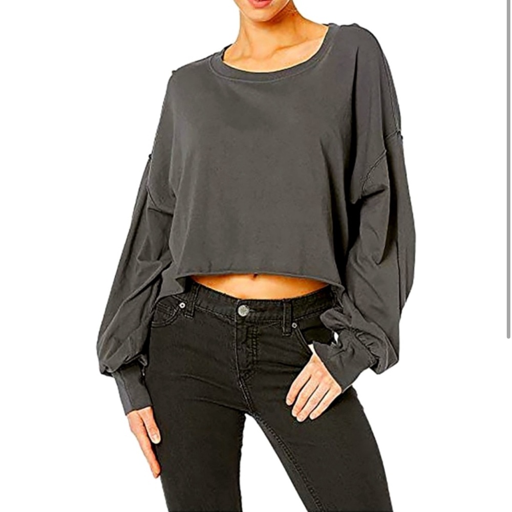 Free People / We the Free Denver Long Sleeve Tee Washed Black/Dark Grey M